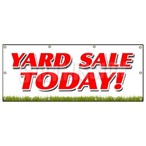 YARD SALE TODAY BANNER SIGN household tools new used furniture toys